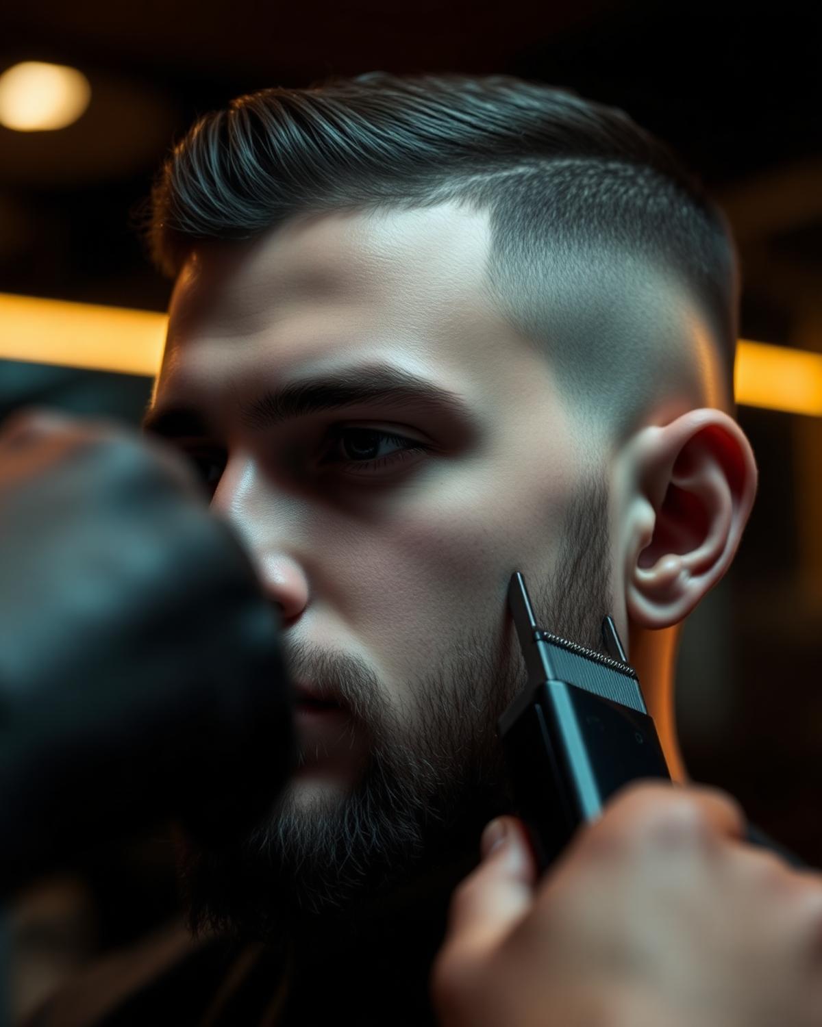 Precision skin fade in progress