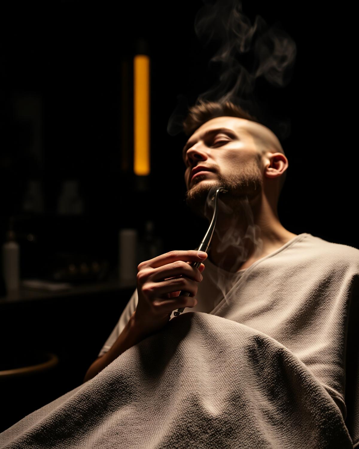 Hot towel straight razor shave