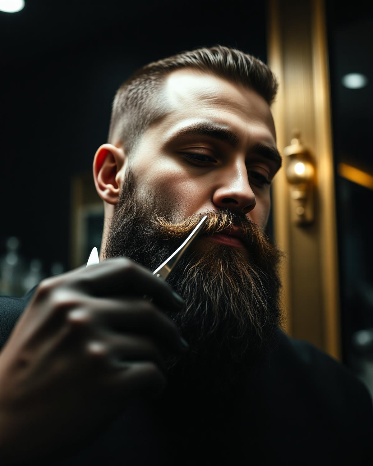 Beard sculpting with straight razor